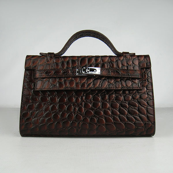 AAA Hermes Kelly 22 CM France Python Leather Handbag Dark Coffee H008 On Sale